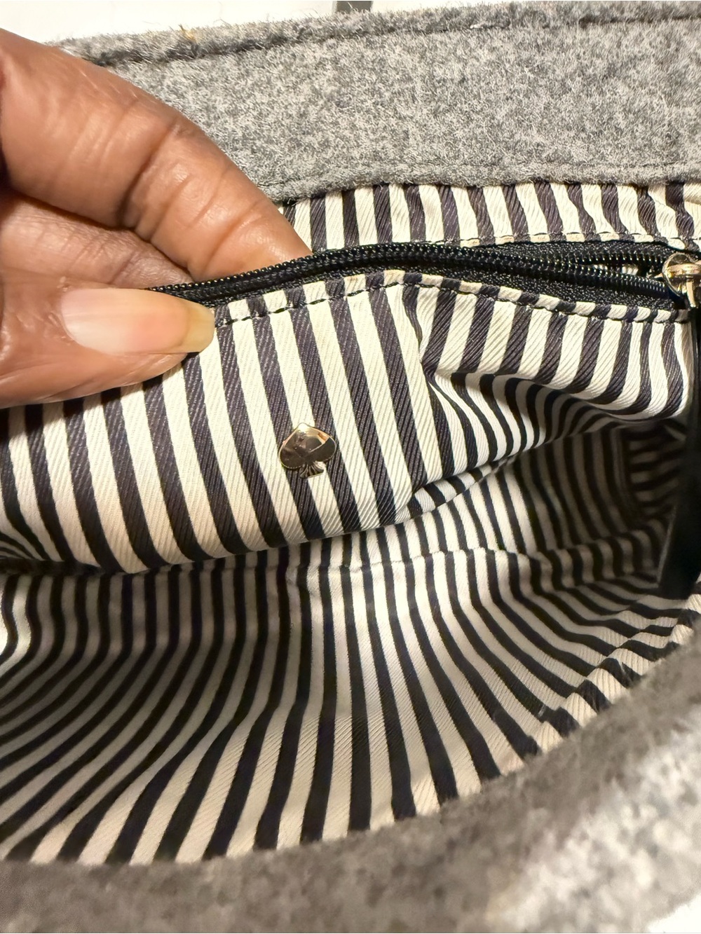 Kate Spade Raleigh Walker Park Gray Wool Crossbody Shoulder Bag - Picture 8 of 11